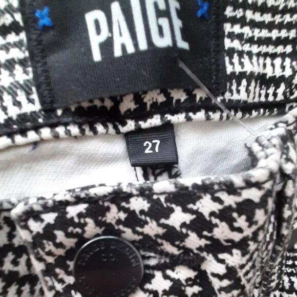 PAIGE Hoxton Ultra Skinny Jeans - Cream/Black Glen Check - Size 27 - Picture 3 of 5
